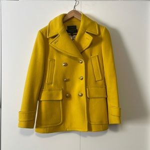 J. Crew Golden Sun Yellow Stadium Cloth Majesty Peacoat Jacket Size 2